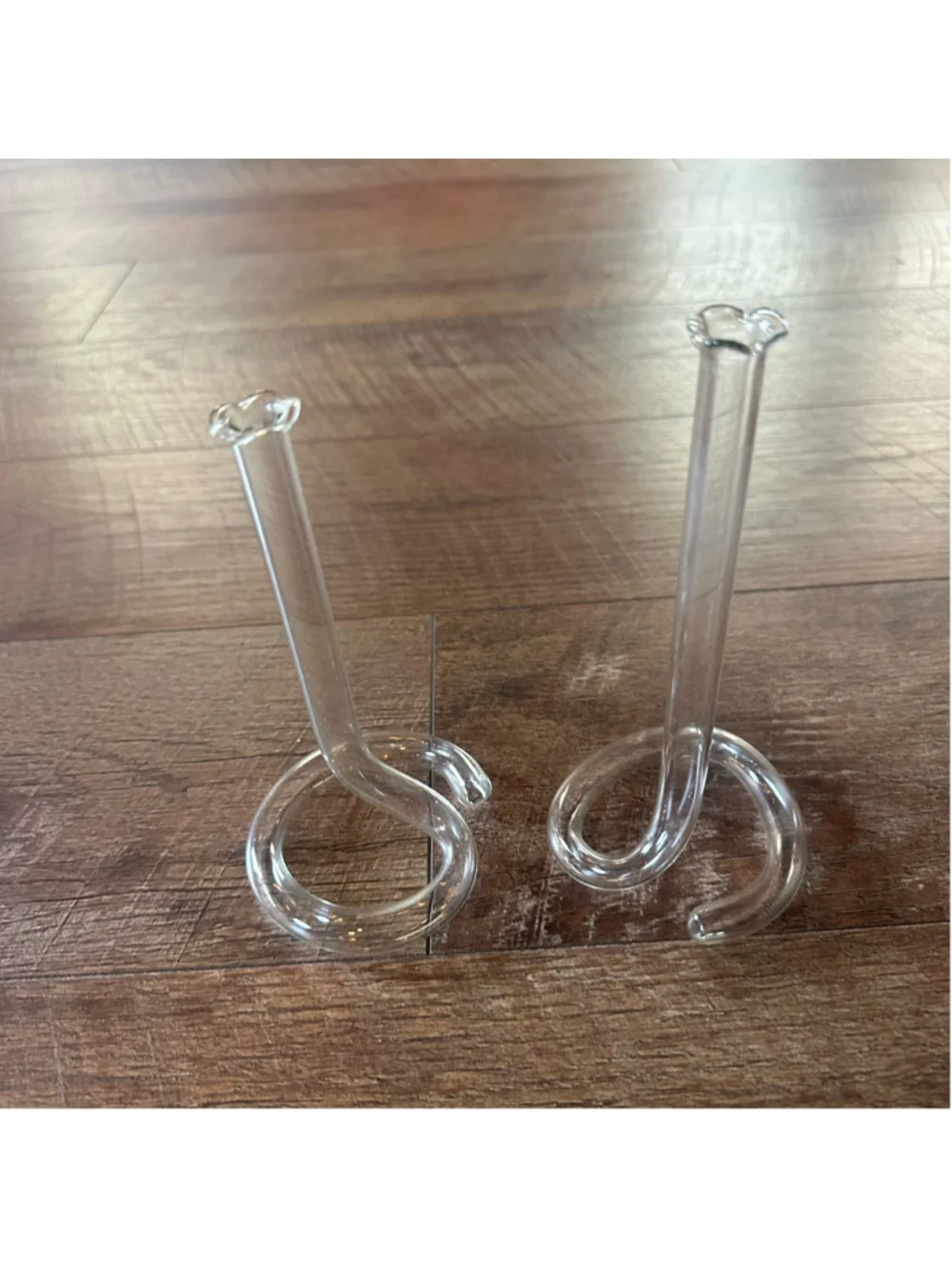 Vintage Glass Test Tube Bud Vases Set of 2 Spiral Loop Scientific Floral Decor
